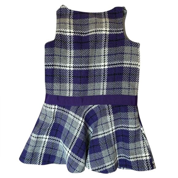 Janie And Jack Bow Plaid Jumper Wool Blend Purple Gray Toddler Girl Size 3T - Picture 2 of 7